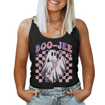 Boo Jee Ghost Groovy Happy Halloween Spooky Season Women Tank Top | Mazezy