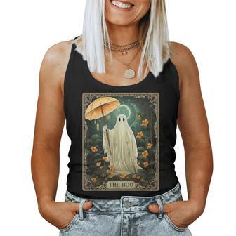 The Boo Tarot Card Floral Halloween Ghost In The Forest Women Tank Top - Seseable
