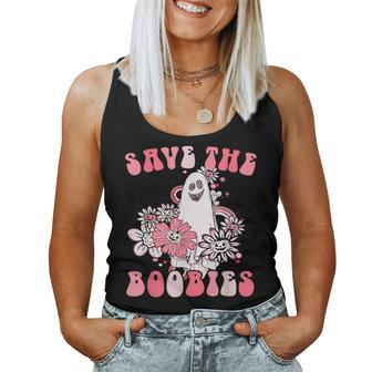 Boobees Breast Cancer Boho Groovy Ghost Save The Boo Bees Women Tank Top - Seseable