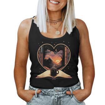 Book Coffee And Mountain With Sunset Nature Lover Women Tank Top | Mazezy
