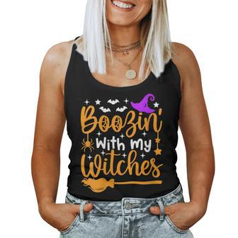 Boozin With My Witches Witch Halloween Party Women Tank Top - Thegiftio UK