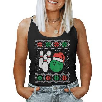 Bowling Ugly Christmas Sweater Sport Bowls Xmas Women Tank Top - Seseable