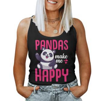 Boys Pandas Make Me Happy Panda Bear Women Tank Top | Mazezy
