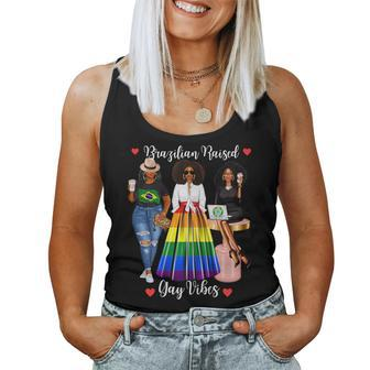 Brazilian Raised Gay Pride Proud Rainbow Flag Lesbian Women Tank Top | Mazezy
