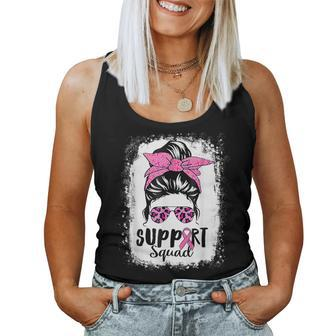 Breast Cancer Warrior Support Squad Messy Bun Pink Ribbon Women Tank Top - Seseable