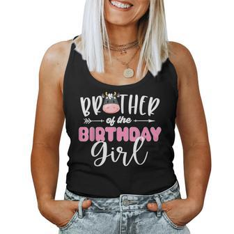 Brother Of The Birthday Girl Cow Themed Cow Print Big Bro Women Tank Top - Seseable