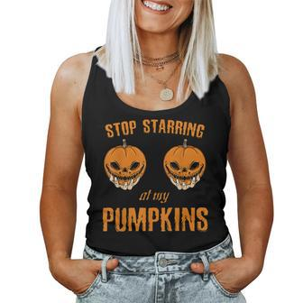 Buffalo Plaid Pumpkin Fall Halloween Orange Pumpkin Halloween Women Tank Top | Mazezy
