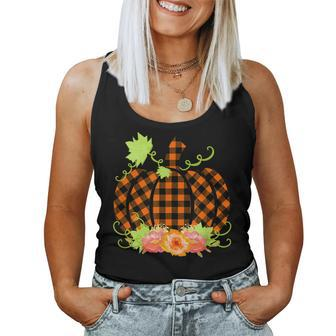 Buffalo Plaid Pumpkin Fall T Halloween & Thanksgiving Halloween Women Tank Top | Mazezy