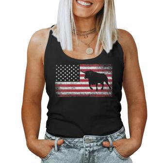Bull Cow Rodeo 4Th Of July American Flag Usa American Rodeo Women Tank Top | Mazezy