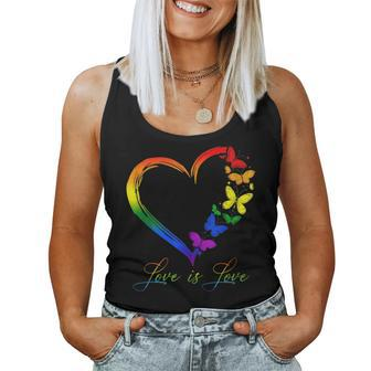 Butterfly Heart Rainbow Love Is Love Lgbt Gay Lesbian Pride Women Tank Top Basic Casual Daily Weekend Graphic - Seseable