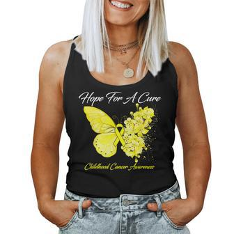 Butterfly Hope For A Cure Childhood Cancer Awareness Women Tank Top - Seseable