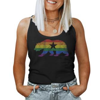 California Bear Lgbtq Gay Lesbian Pride Flag Men Women Women Tank Top | Mazezy