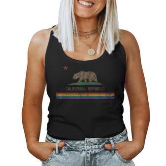 California Republic Bear Lgbt Gay Pride Month Rainbow Flag Women Tank Top | Mazezy
