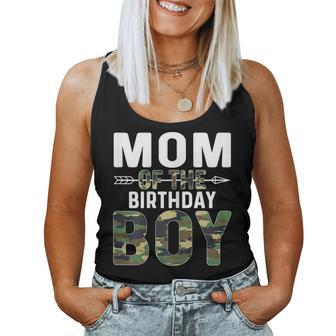 Camouflage Mom Of The Birthday Boy Women Tank Top Weekend Graphic - Seseable