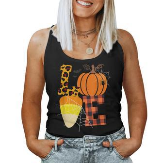 Candy Corn Love Teacher Halloween Costume For Fall Love Teacher Women Tank Top | Mazezy