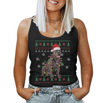 Cane Corso Christmas Ugly Sweater Santa Hat Dog Lover Women Tank Top - Seseable