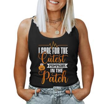 I Care For The Cutest Pumpkins In The Patch Nurse Halloween Halloween Women Tank Top | Mazezy