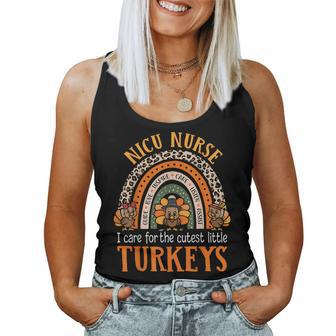 I Care For The Cutest Turkeys Thanksgiving Nicu Nurse Women Tank Top - Seseable