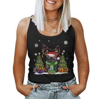 Cat Lover Tortoiseshell Cat Santa Hat Ugly Christmas Sweater Women Tank Top | Mazezy