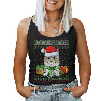 Cat Lovers Ragdoll Cute Cat Santa Hat Ugly Christmas Sweater Women Tank Top - Monsterry