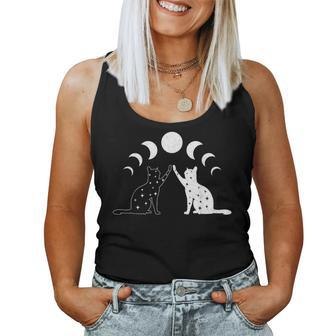 Cat Moon Vintage Witchy Cat Lovers And Celestial Enthusiasts Women Tank Top | Mazezy