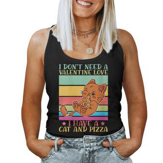 Cat And Pizza Italian Food Pizzaholics Pizza Lover Women Tank Top | Mazezy