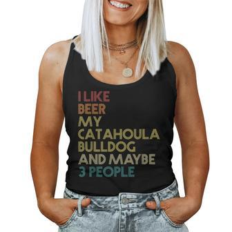 Catahoula Bulldog Dog Owner Beer Lover Quote Vintage Retro Women Tank Top | Mazezy