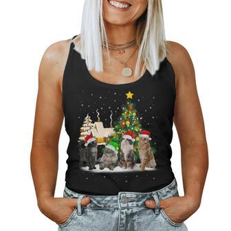 Cats Christmas Tree Lights Ugly Sweater Cat Mom Cat Lover Women Tank Top - Monsterry AU