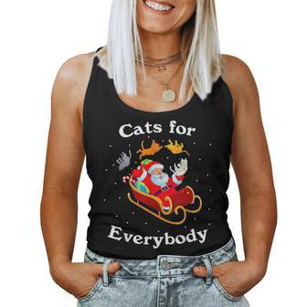 Cats For Everybody Christmas Cat Lover Santa Xmas Women Tank Top - Monsterry