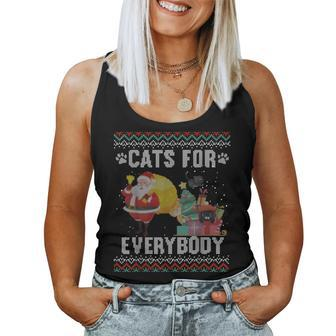 Cats For Everybody Christmas Cat Lover Ugly Sweater Women Tank Top - Seseable