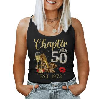 Chapter 50 Years Est 1973 50Th Birthday Wine Leopard Shoe Women Tank Top - Monsterry CA