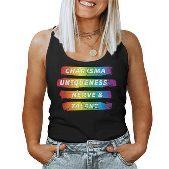 Charisma Uniqueness Nerve & Talent Rainbow Pride Women Tank Top | Mazezy