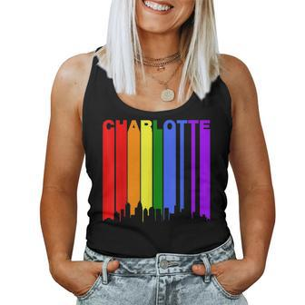 Charlotte North Carolina Lgbtq Gay Pride Rainbow Skyline Women Tank Top | Mazezy