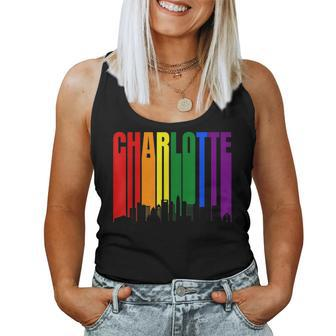Charlotte North Carolina Skyline Lgbtq Gay Pride Rainbow Women Tank Top | Mazezy