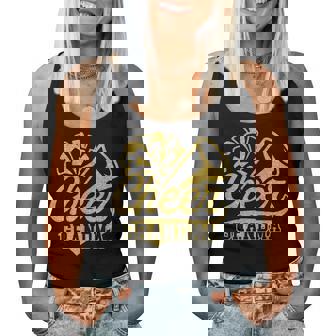 Cheer Grandma Biggest Fan Black Yellow Gold Pom Pom Women Tank Top - Seseable