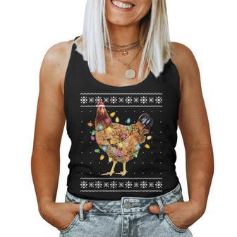 Chicken Christmas Tree Lights Ugly Christmas Sweater Women Tank Top | Mazezy