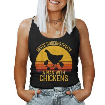 Chicken Never Underestimate A Man With Chickens Gift For Mens Women Tank Top Basic Casual Daily Weekend Graphic - Seseable