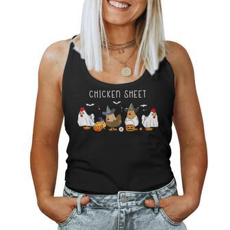 Chicken Sheet Halloween Ghost Chickens Farm Animal Lover Women Tank Top - Seseable