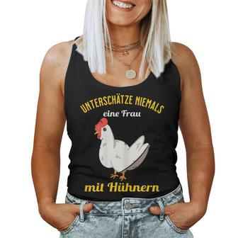 Chickens Underestimate Never A Woman With Chickens Women Tank Top - Thegiftio UK