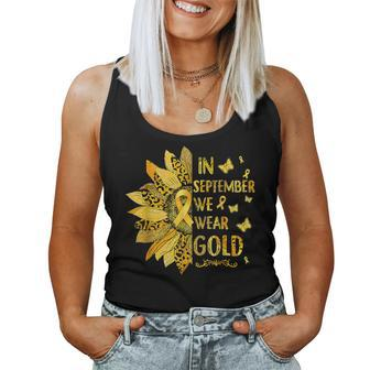 Childhood Cancer Sunflower In September We Wear Gold Women Tank Top - Monsterry UK