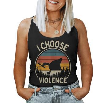 I Choose Violence Goose With Knife Memes Sarcastic Women Tank Top | Mazezy