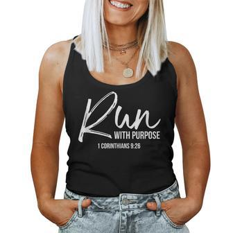 Christian Runner Running Gear Run With Purpose Quote Women Tank Top | Mazezy