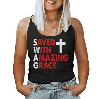 Christian Swag Saved With Amazing Grace Women Tank Top Basic Casual Daily Weekend Graphic - Thegiftio UK