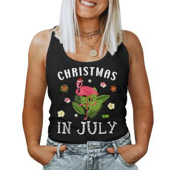 Christmas In July Flamingo Women Tank Top Weekend Graphic - Seseable
