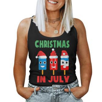 Christmas In July Ice Pops In Santa Hat Kids Toddler Cute Women Tank Top Weekend Graphic - Seseable