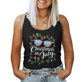 Christmas In July Sunglasses Summer Xmas Lights Celebration Women Tank Top Weekend Graphic - Seseable