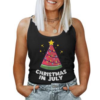 Christmas In July Watermelon Summer Xmas Tree Cute Women Tank Top Weekend Graphic - Seseable