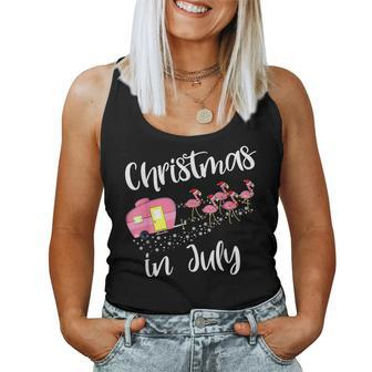 Christmas In July Flamingo Pink Camping Camper Camping Women Tank Top | Mazezy