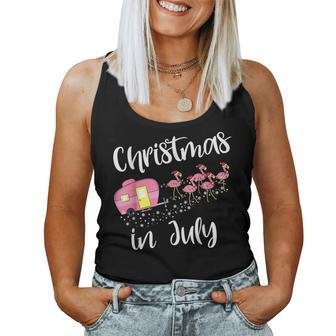 Christmas In July Flamingo Pink Camping Camper Camping Women Tank Top | Mazezy