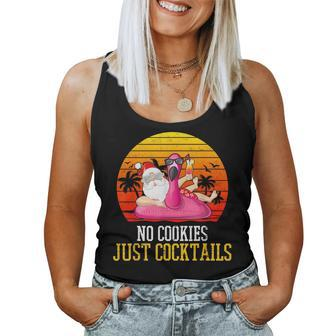 Christmas In July No Cookies Just Cocktails Summer Flamingo Cocktails Women Tank Top | Mazezy